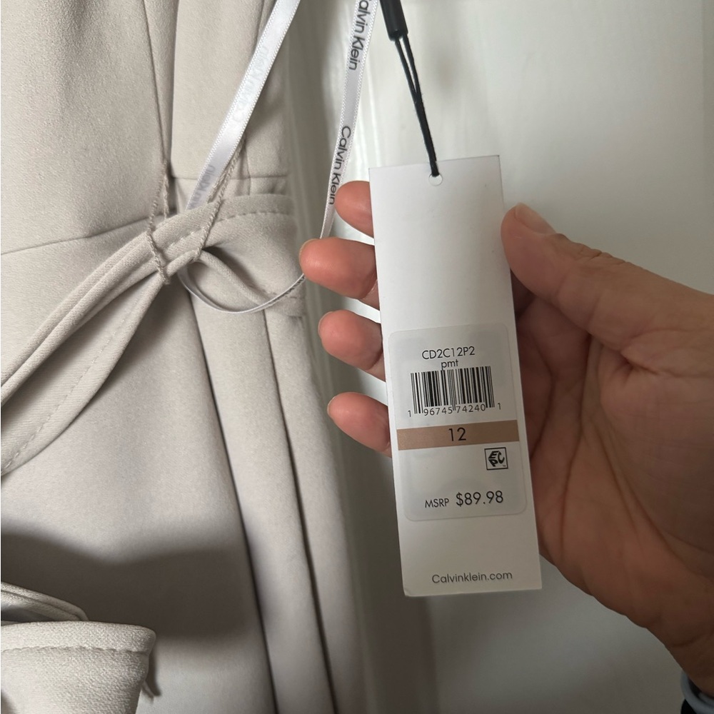 Calvin Klein Beige Jumpsuit with Tie Detail - Picture 3 of 4